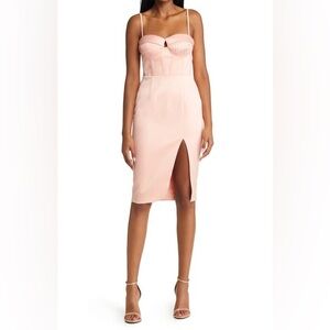 Pleated Satin Corset Midi Dress Lavish Alice